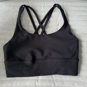 lululemon athletica energy longline ribbed black sports bra